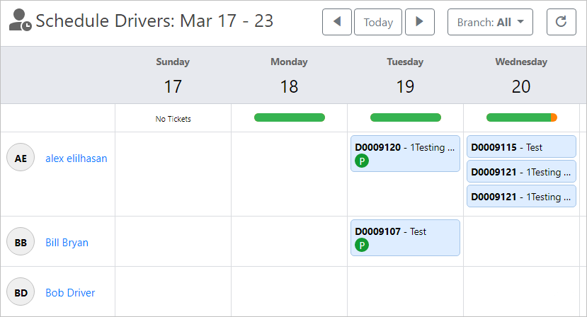 Schedule Drivers – TCR Software